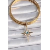 Pirinç Gold Renk Zirkon Taşlı Kutup Yıldızı Nazar Boncuk Detay Ajda Charm
