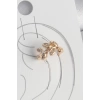 Pirinç Gold Renk Zirkon Taşlı Yaprak Model Kadın Kıkırdak Küpe