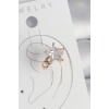 Pirinç Gold Renk Zirkon Taşlı Yıldız Model Kadın Kıkırdak Küpe