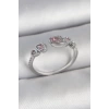 Pirinç Gümüş Renk Pembe Damla Zirkon Taşlı Ayarlanabilir Model Kadın Yüzük