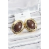 Pirinç Kahverengi Badem Model Vintage Gold Kadın Küpe