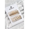 Pirinç Karışık Halka Model Gold Renk 6 Çift Kadın Küpe Set