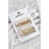 Pirinç Karışık Halka Model Gold Renk 6 Çift Kadın Küpe Set