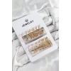 Pirinç Karışık Halka Model Gold Renk 6 Çift Kadın Küpe Set