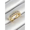 Pirinç Kurşun Figürlü Zirkon Taşlı Gold Renk Ayarlanabilir Kadın Yüzük