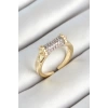 Pirinç Makara Figürlü Zirkon Taşlı Gold Renk Ayarlanabilir Kadın Yüzük