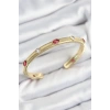 Pirinç Renkli Zirkon Taşlı Vintage Model Gold Renk Kadın Kelepçe