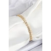 Pirinç Sıralı Çit Model Zirkon Taşlı Gold Renk VİP Seri Kadın Bileklik