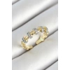 Pirinç Sıralı Daire Figürlü Zirkon Taşlı Gold Renk Ayarlanabilir Kadın Yüzük