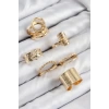 Pirinç Yaprak Model Gold Renk Kadın Yüzük Kombin Set