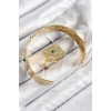 Pirinç Zirkon Taşlı Göz Model Gold Renk Bileklik Yüzük Set