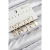 Pirinç Zirkon Taşlı Hello Kity Ve Yonca Model Gold Renk 6lı Küpe Set