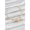 Pirinç Zirkon Taşlı İstiridye Ve Deniz Yıldızı Model Gold Renk Charm Bileklik