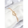 Pirinç Zirkon Taşlı Kalp Model Gold Renk Asansörlü Kadın Bileklik