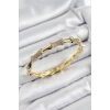 Pirinç Zirkon Taşlı Kemik Model Gold Renk Vip Kadın Bileklik