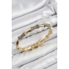 Pirinç Zirkon Taşlı Kemik Model Gold Renk Vip Kadın Bileklik