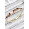 Pirinç Zirkon Taşlı Kırmızı Kalp Model Gold Renk Kadın Kelepçe