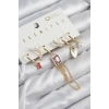 Pirinç Zirkon Taşlı Sallantılı Ve İncili Gold Renk 6lı Küpe Set