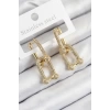 Pirinç Zirkon Taşlı Tifany Model Gold Renk Kadın Küpe