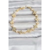 Pirinç Zirkon Taşlı ve Mineli Yonca Model Gold Renk Kadın Bileklik