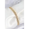 Pirinç Zirkon Taşlı Yarım Topcuk Model Gold Renk VIP Seri Kadın Bileklik