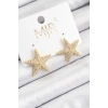 Pirinç Zirkon Taşlı Yıldız Model Gold Renk Kadın Küpe