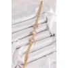 Pirinç Zirkon Taşlı Yonca Model Gold Renk Kadın Bileklik