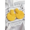 Sarı Daire Figürlü Hasır Örgü Model Gold Renk Kadın Küpe