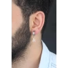 Silver Renk Kaplama 3 Hilal Figürlü Çelik Kıstırmalı Erkek Küpe