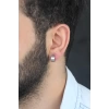 Silver Renk Kaplama Halka Kıstırmalı Çelik Erkek Küpe