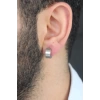 Silver Renk Kaplama Halka Kıstırmalı Çelik Erkek Küpe