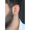 Silver Renk Kaplama Kılıç Figürlü Çelik Kıstırmalı Erkek Küpe