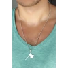 Silver Renk Metal Balta Uçlu Top Zincirli Erkek Kolye