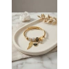 Siyah Baykuş Model Gold Renk Charmlı Bileklik