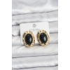 Siyah Renk Oval Vintage Pirinç Kadın Küpe