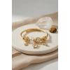 Swan Model Gold Renk Beyaz Charmlı Bileklik