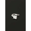 Taşlı Silver Renk Metal Geçirmeli Kıkırdak Küpe