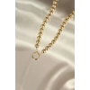 Trend Altın Renk Boncuklu Tasarım Çelik Kadın Kolye