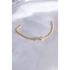 VIP Seri Gold Renk Zirkon Taşlı Kurdele Model Pirinç Kadın Bileklik