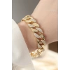 Vip Seri Pirinç Zirkon Taşlı Gold Renk Gurmet Bileklik