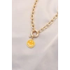 Yeni Sezon Sarı Renk Smile Model Retro Gold Metal Kolye