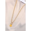 Yeni Sezon Sarı Renk Smile Model Retro Gold Metal Kolye