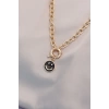 Yeni Sezon Siyah Renk Smile Model Retro Gold Metal Kolye