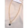 Yeni Sezon Siyah Renk Smile Model Retro Gold Metal Kolye