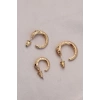 Yılan Tasarımlı Halka Model Gold Metal Küpe Seti