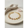 Yonca Model Renkli Zirkon Taşlı Gold Pirinç Kadın Bileklik