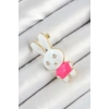 Zirkon Taş Detaylı Beyaz Ve Pembe 3D Tavşan Figürlü Kadın Broş