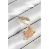 Zirkon Taşlı 3D Kedi Detaylı Nota Figürlü Gold Renk Kadın Broş