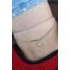 Zirkon Taşlı Silver Renk Çift Zincir Hal Hal