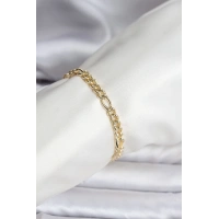 14K Gold Renk Kaplama Lazerli Zincir Model CM Kadın Bileklik